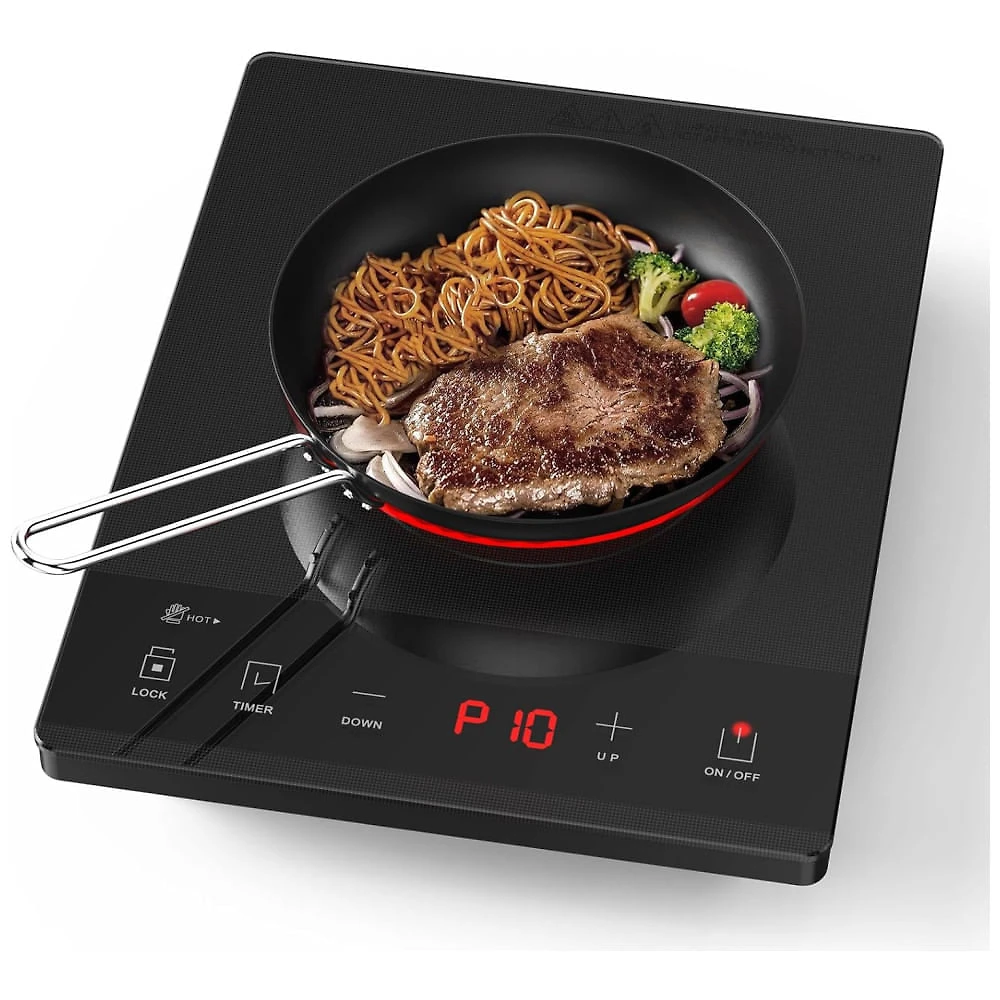 Cooktop Elétrico de Infravermelho Portátil de Vidro Cerâmico com Trava de Segurança para Crianças, Temporizasor de 24H e Controle Digital , 110V