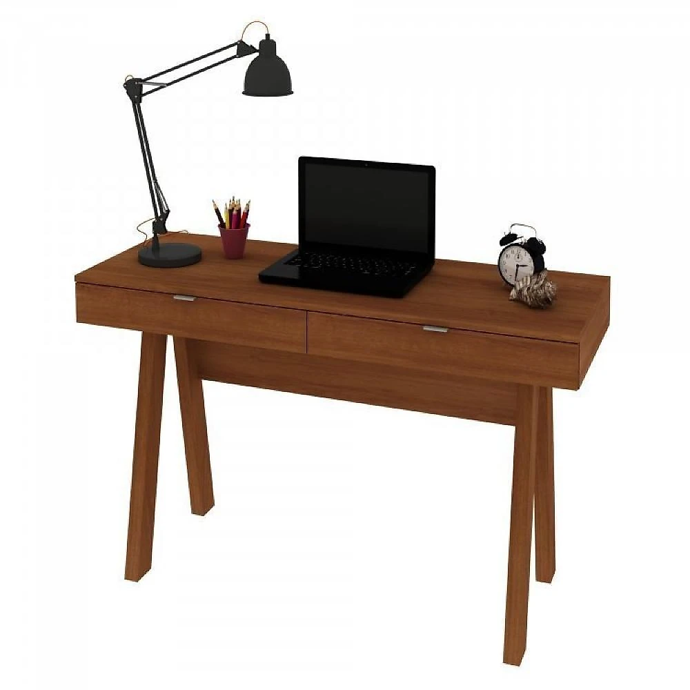 Kit 2 Peças com Escrivaninha ME4128 120cm e Estante 2 Prateleiras 2 Portas Conjunto Home Office Escrivaninha ME4128 120cm e Estante 2 Prateleiras 2 Portas Espresso Móveis Amendoa