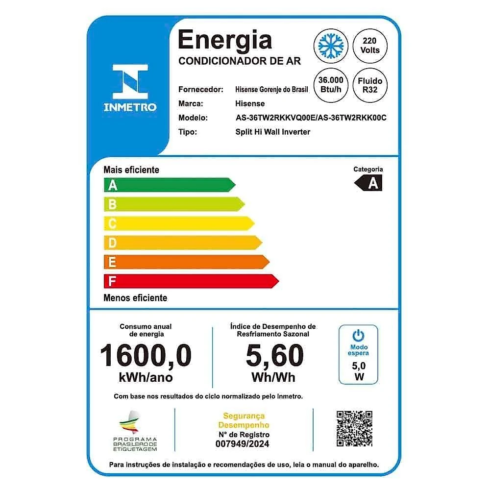 Ar Condicionado Split Hi Wall Hisense Connect Inverter 36.000 Btus Frio 220V R-32