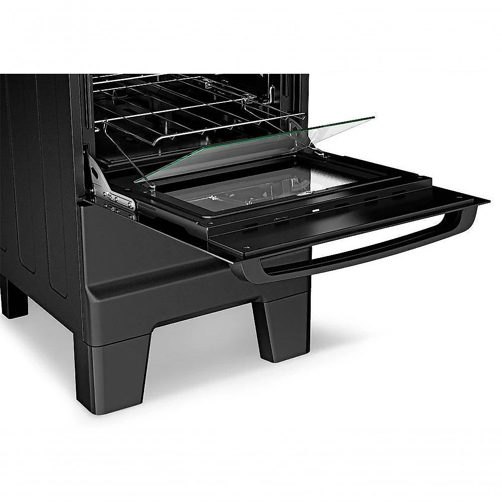 Fogão A Gás Mesa De Vidro Forno 50L Esmaltec Ideal Master Glass Preto 4 Bocas Bivolt