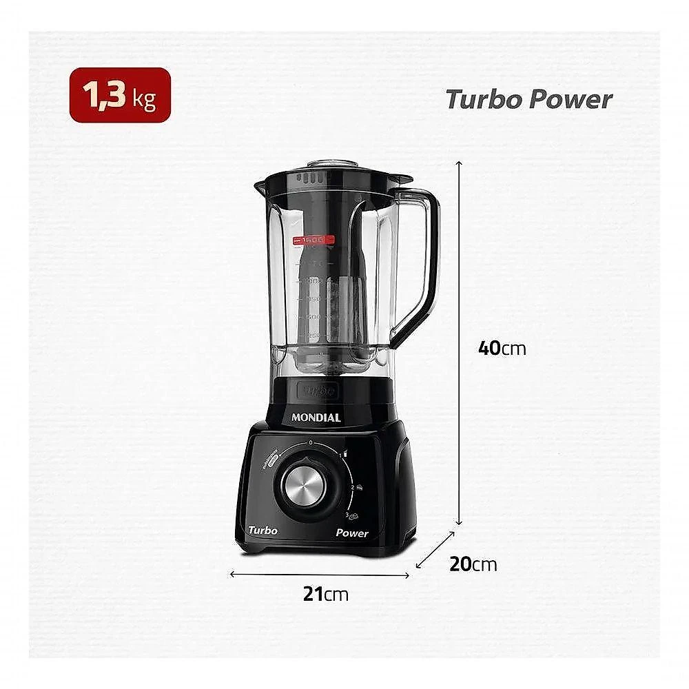 Liquidificador Turbo Power Mondial 550W L-99-FB 110V