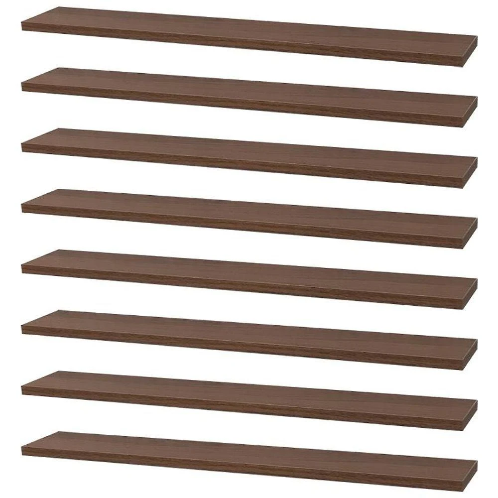 Prateleira Kit 8 Peças 70 X 20cm MDP Fixação Suporte Invisível Moderno Marrom Mercado