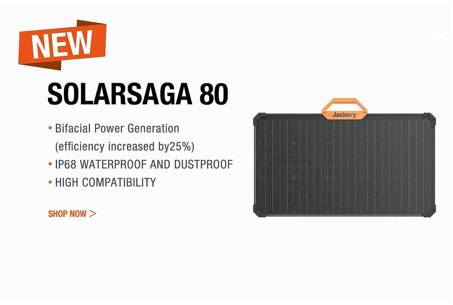 Painel Solar Jackery SolarSaga 80W a Prova dÁgua e Poeira IP68, 22V