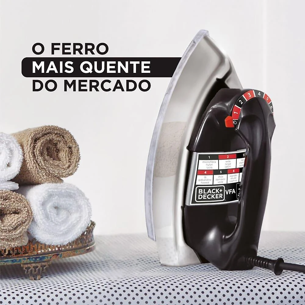 Ferro de passar a seco black decker vfa1110tm2 com base de alumínio 110