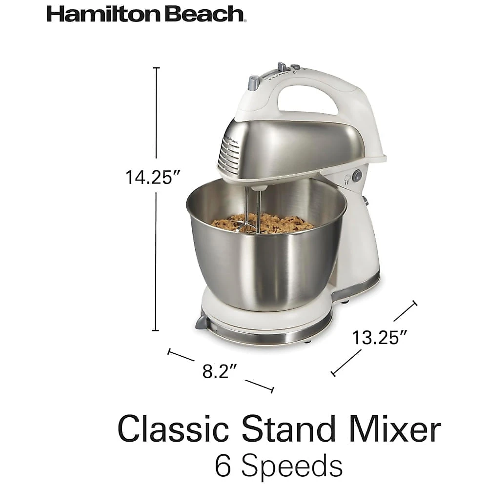 Mixer e Batedeira Hamilton Beach Clássica, 4 Litros, 6 Velocidades, 290W, Branca - Modelo 64655 290