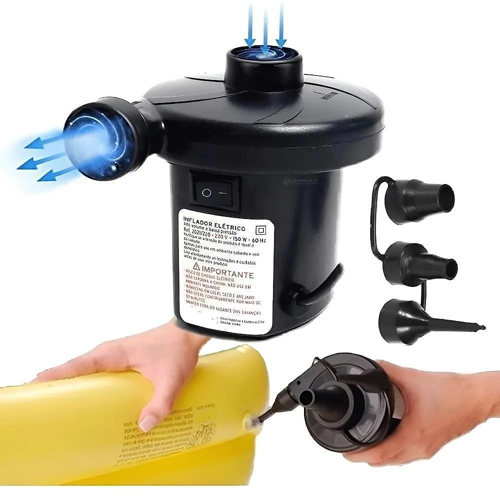 Inflador Elétrico 12V 75W Para Colchão Barco E Infláveis Com Entrada No Acendedor