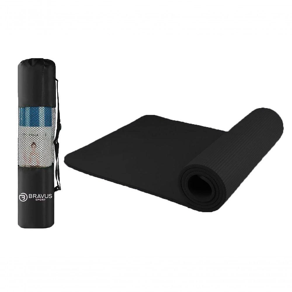 Tapete de Yoga Confort com Superfície Texturizada Preto Bravus com Bolsa 8MM