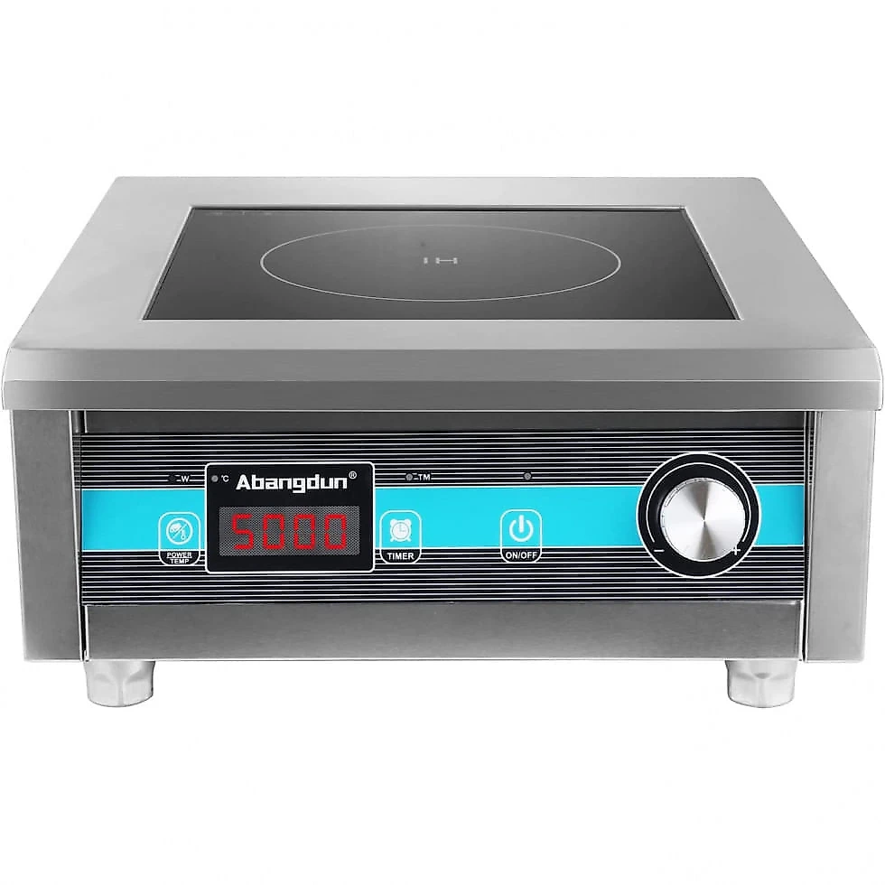 Cooktop de Indução Portátil Ideal para Restaurantes 5000W, Aço Inoxidável, 220v, ABANGDUN E 50KT, Prateado