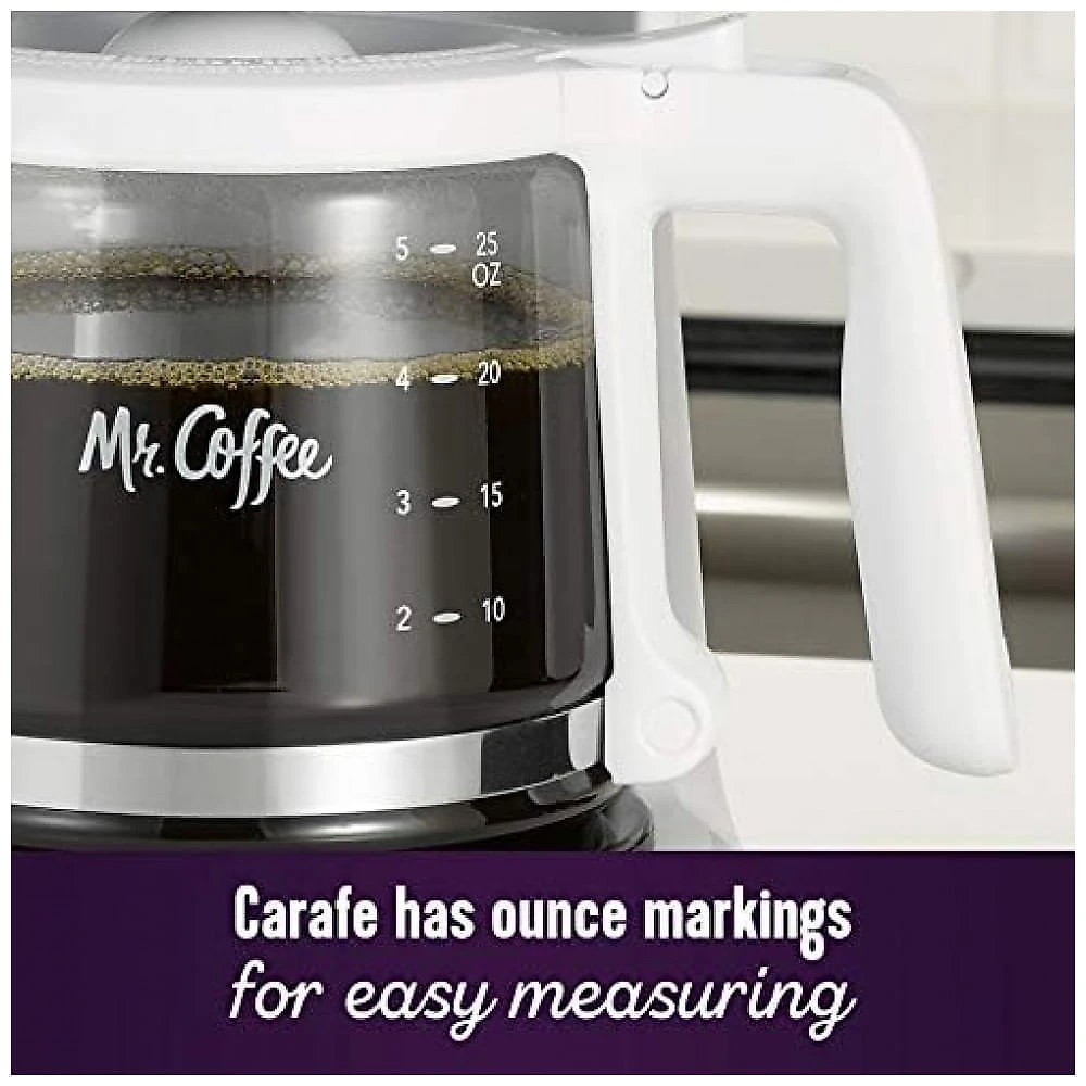 Mini Cafeteira Elétrica até 5 Xícaras com Pausa Automática, 110V Mr. Coffee 2134286, Branca