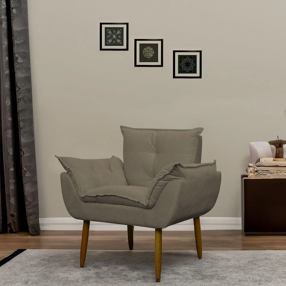 Poltrona Decorativa Para Sala E Quarto Opala Suede Herrero Cor:cappuccino