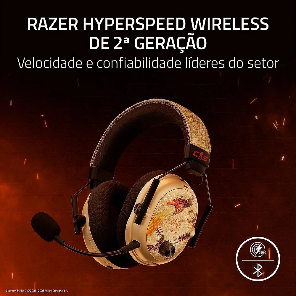 Headset Sem Fio Gamer Razer Blackshark V3 Pro, Edição Counter-Strike 2, ANC, Drivers 50mm, Preto - RZ04-05400800