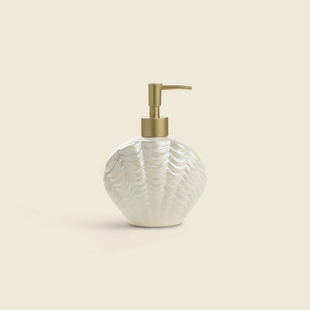 Porta Sabonete Liquido Shell Cerâmica Branco - A\BABY