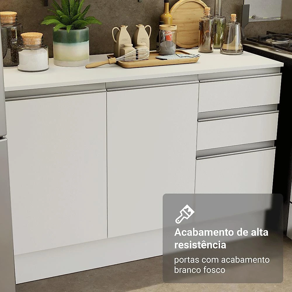 Armário de cozinha completa 100% mdf 310 cm branco smart 01 xa