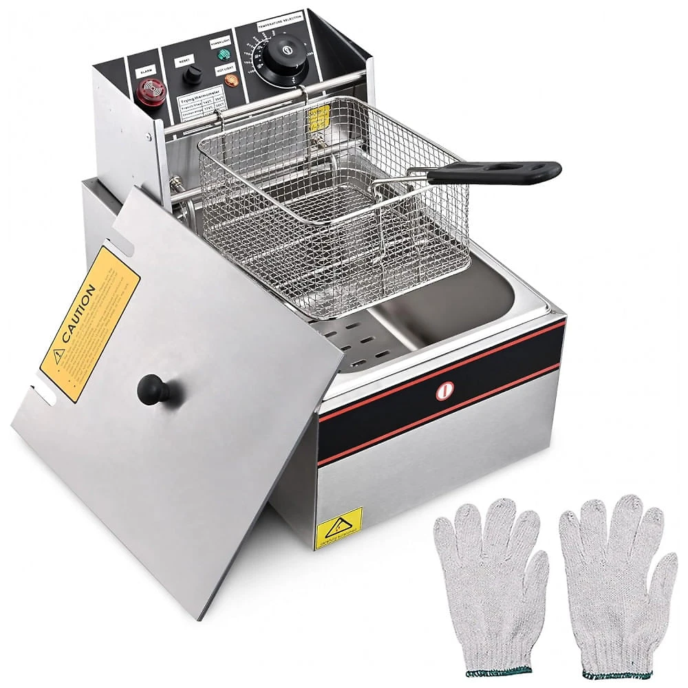 Fritadeira Elétrica Profissional 12 Litros de Capacidade com Luvas, Aço Inoxidável, 110V 2500W, WeChef