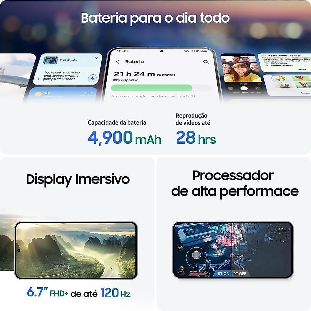 Smartphone samsung galaxy s25 fe 5g tela 6,7” amoled 256gb 8gb ram câmera 50mp azul-marinho