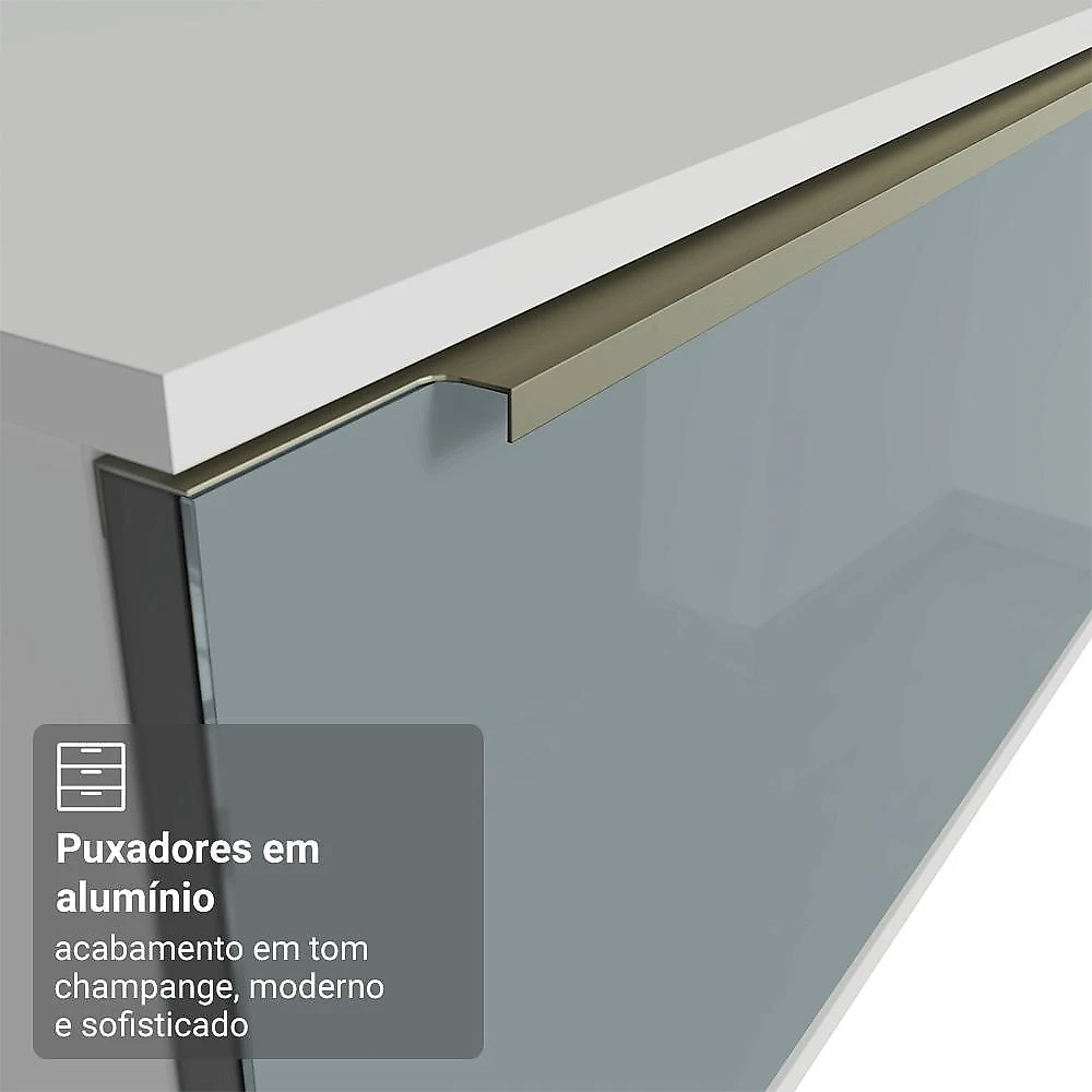 Rack suspenso para tv até 80 polegadas 218 cm 2 portas branco/cinza lux madesa
