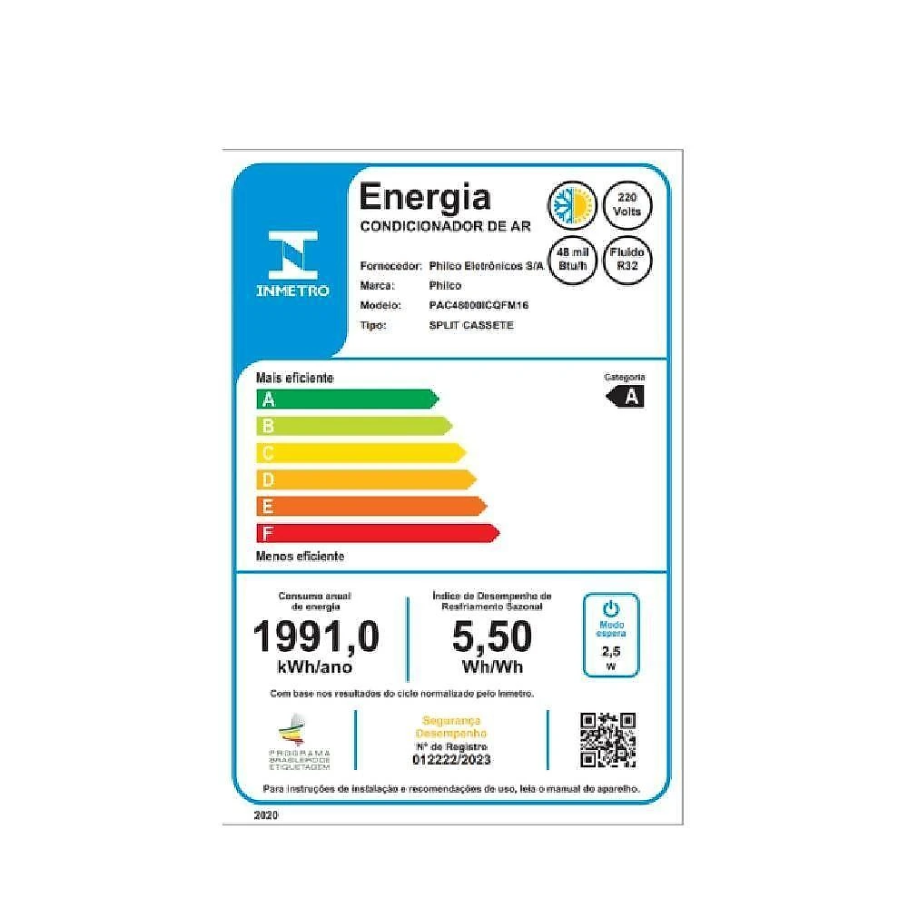 Ar condicionado split cassete philco eco inverter 48000 btu quente e frio 220v pac48000icqfm16