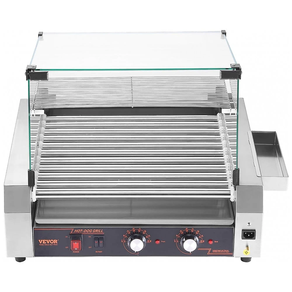 Grill de Cachorro-Quente VEVOR 11 Rolos 30 Unidades Inox Controle Duplo de Temperatura 1600W 110V
