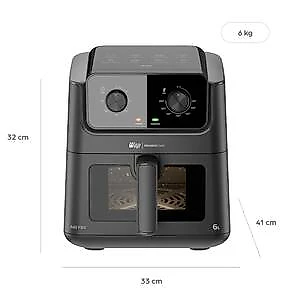 Fritadeira Elétrica Air Fryer Wap AF02 6L 1500W Luz Interna Antiaderente Graystone 110V