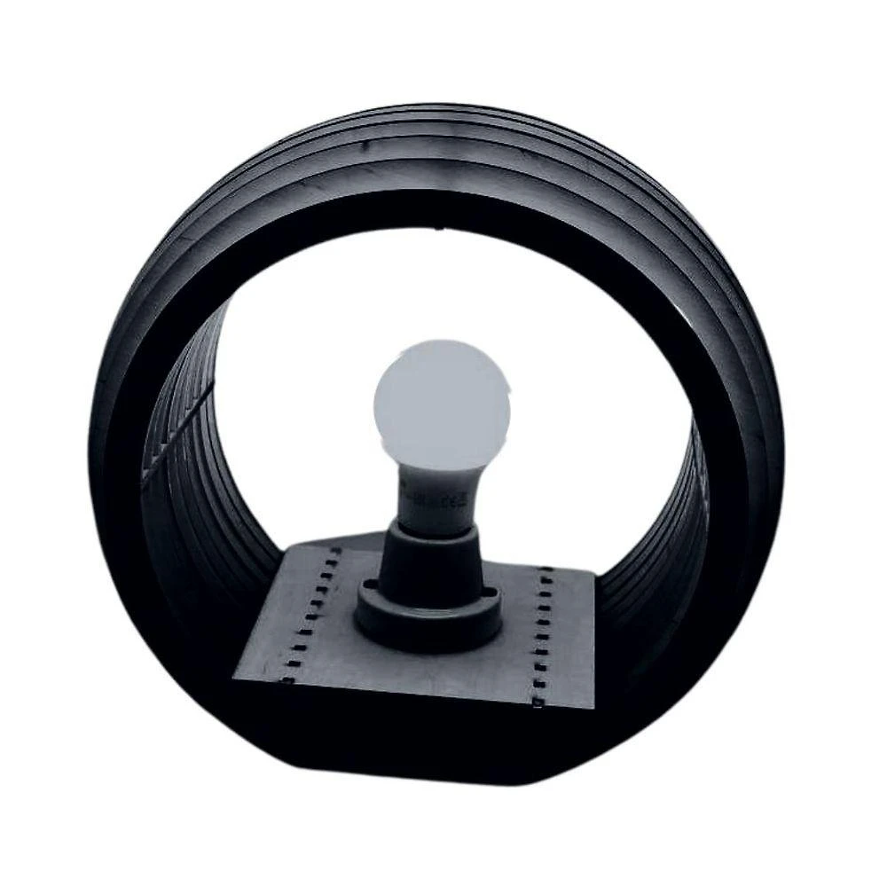 Abajur de Mesa Santorini em Mdf Preto com Cabo 1m e Bocal E-27 Lenobre