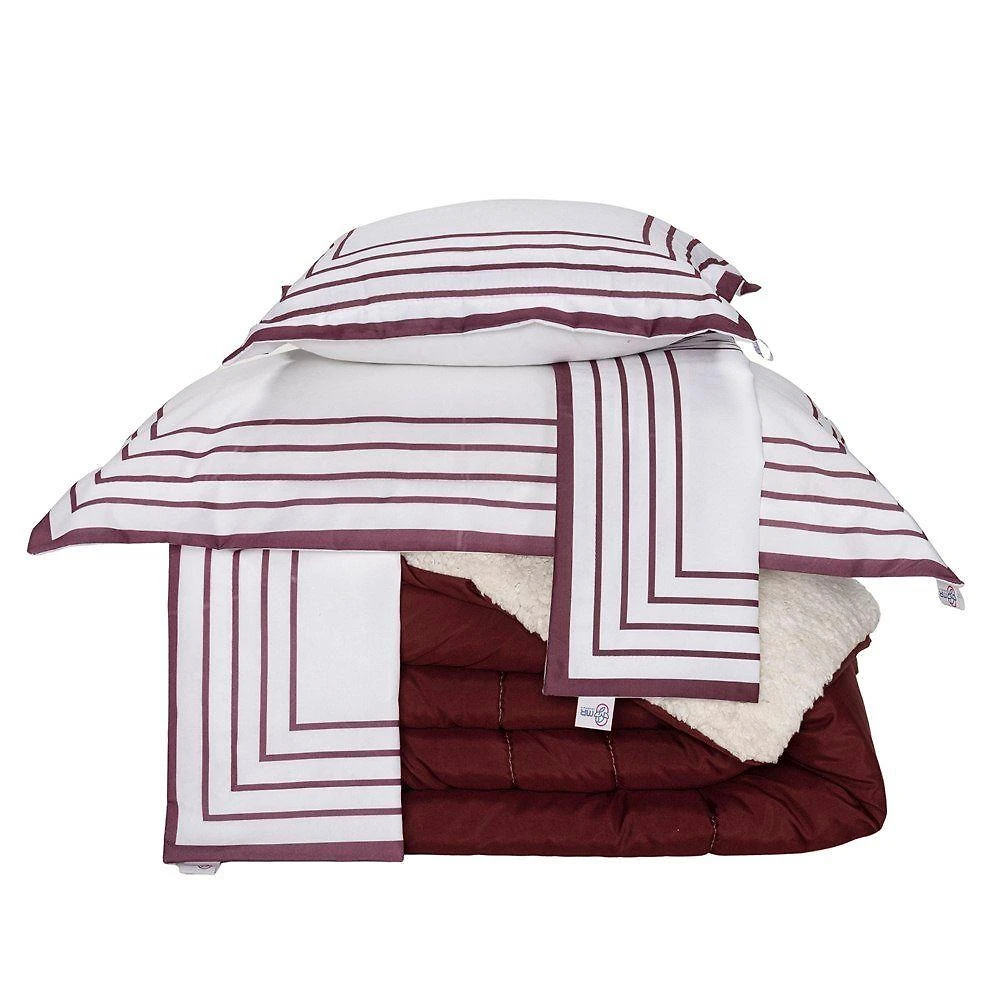 Kit Edredom Queen Coberdrom Soft Hipercal/sherpa 5 Peças - Vermelho