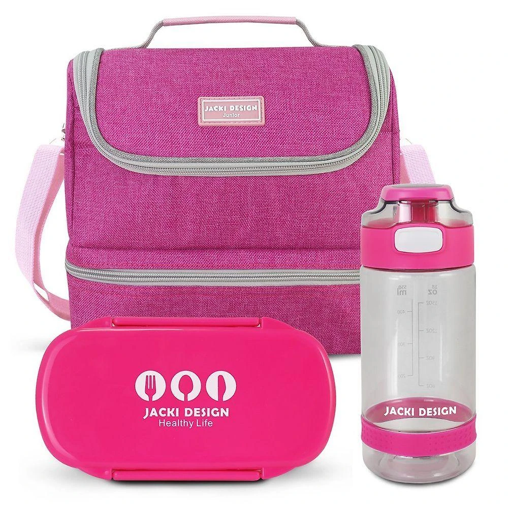 Conjunto Lancheira Térmica Com Pote Para Lanche 450ml E Garrafa 550ml Pink