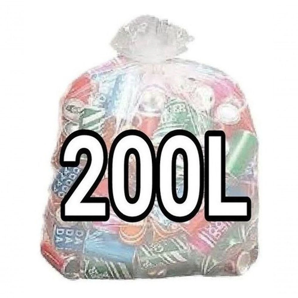 Saco para Lixo Transparente Reforçado Pesado 200L 90X110CM Fardo com 100 Unidades Higipack