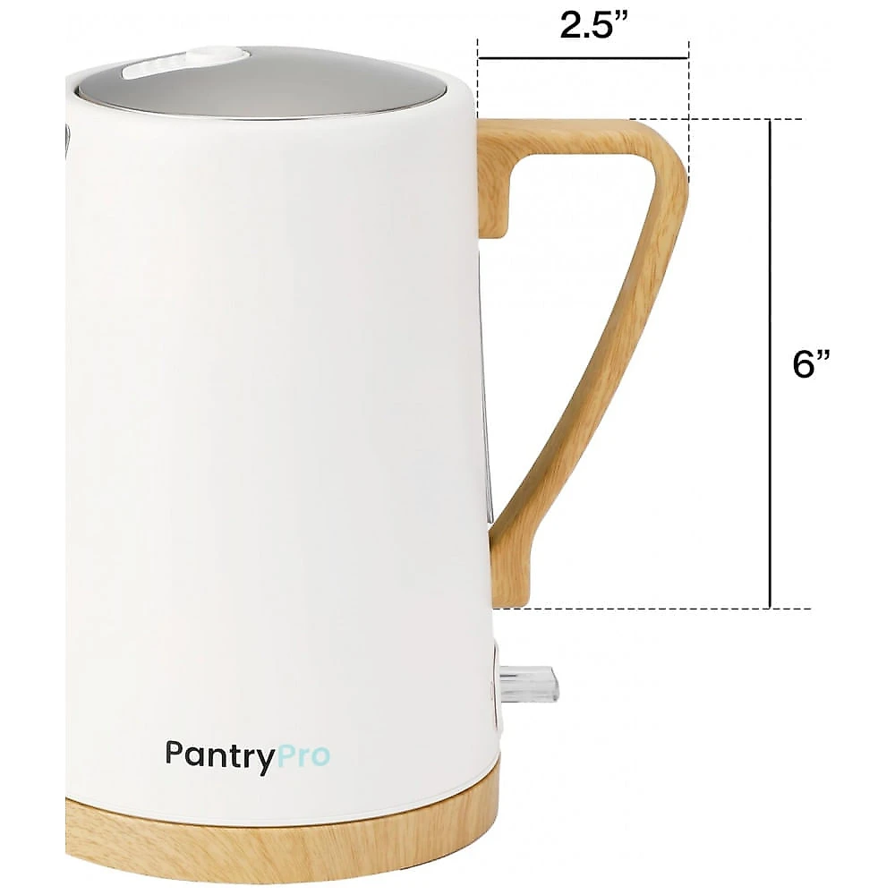 Chaleira elétrica inox PantryPro creme 1,7L 1500W fervedor rápido com desligamento automático P-12894, 110V