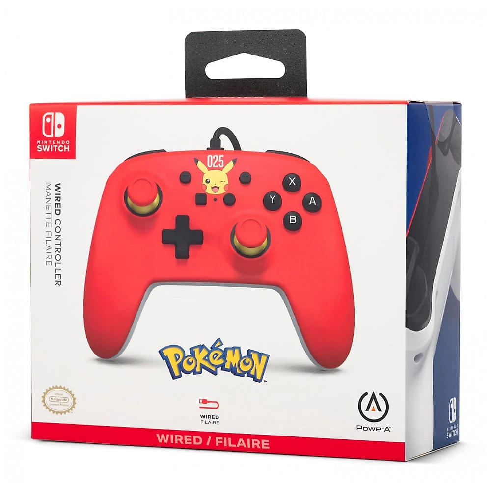 Controle com fio PowerA para Nintendo Switch Laughing Pikachu amarelo cabo USB destacável 3m