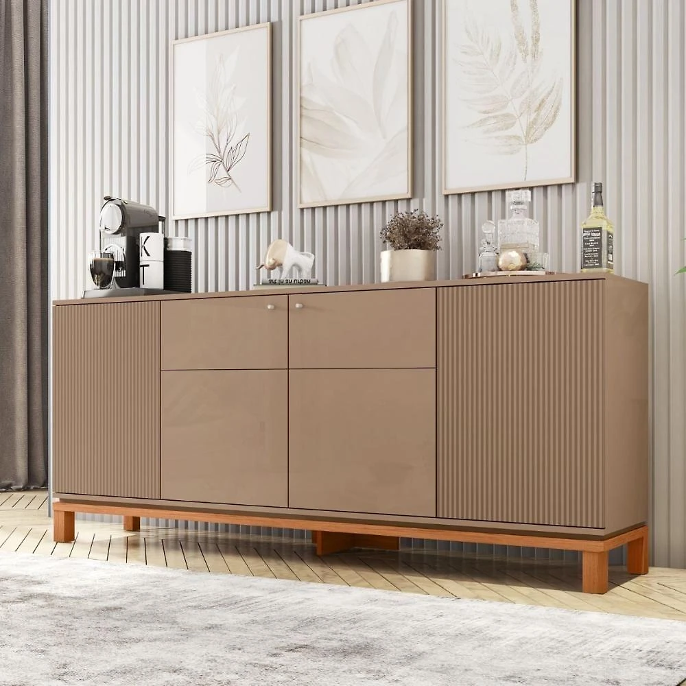 Buffet Mondrian Moderno 4 Portas sem Gavetas MDP 180CM Sued Freijó Casah