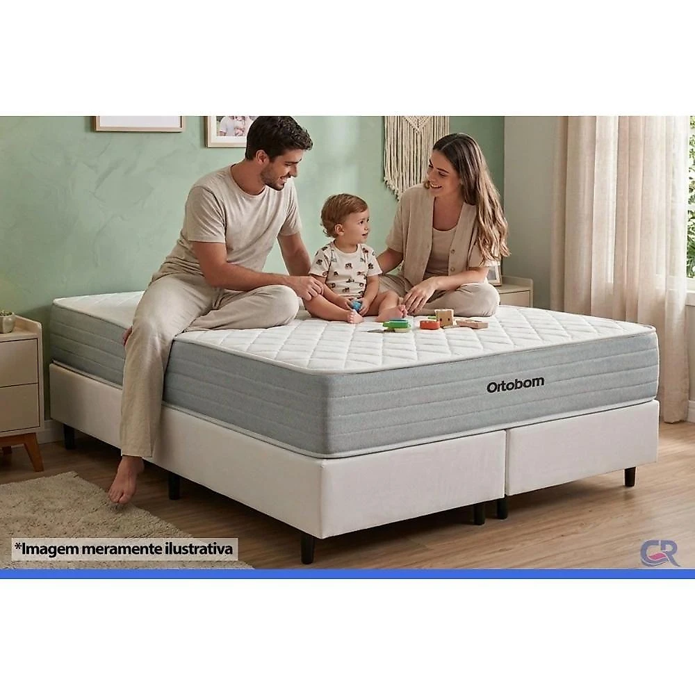 Cama Box com Colchão Solteiro Plenno Molas Ensacadas Branco Ortobom