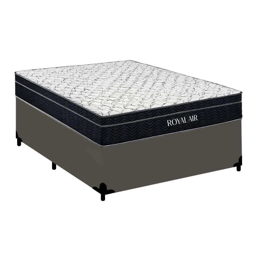 Cama Box Casal Royal Air Molas Ensacadas Madeira Cinza Royal