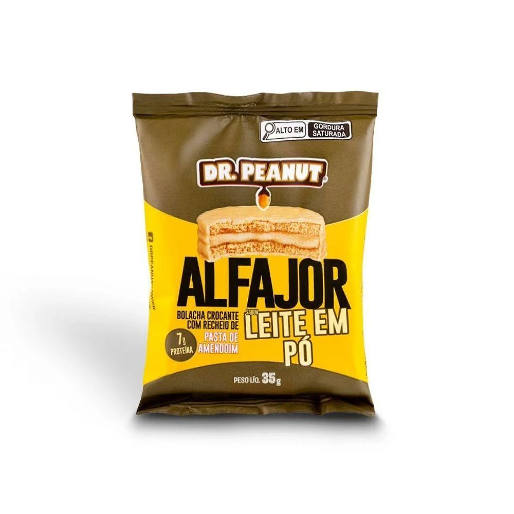 Alfajor Dr. Peanut Leite em Pó Zero Açúcar 35G Dr Peanut
