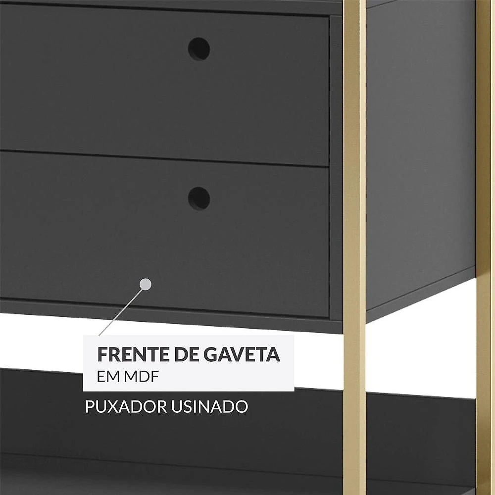 Guarda Roupa Closet Modulado Casal 6 Gavetas 3 Cabideiros Estrutura Metalica 250cm Olivar Preto Ac