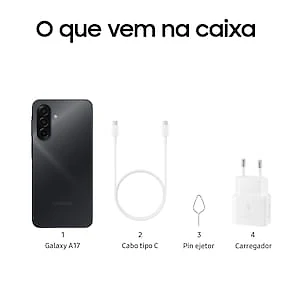 Celular Samsung Galaxy A17 4G Tela 6.7" 256GB Super AMOLED Câmera Tripla 50MP Preto