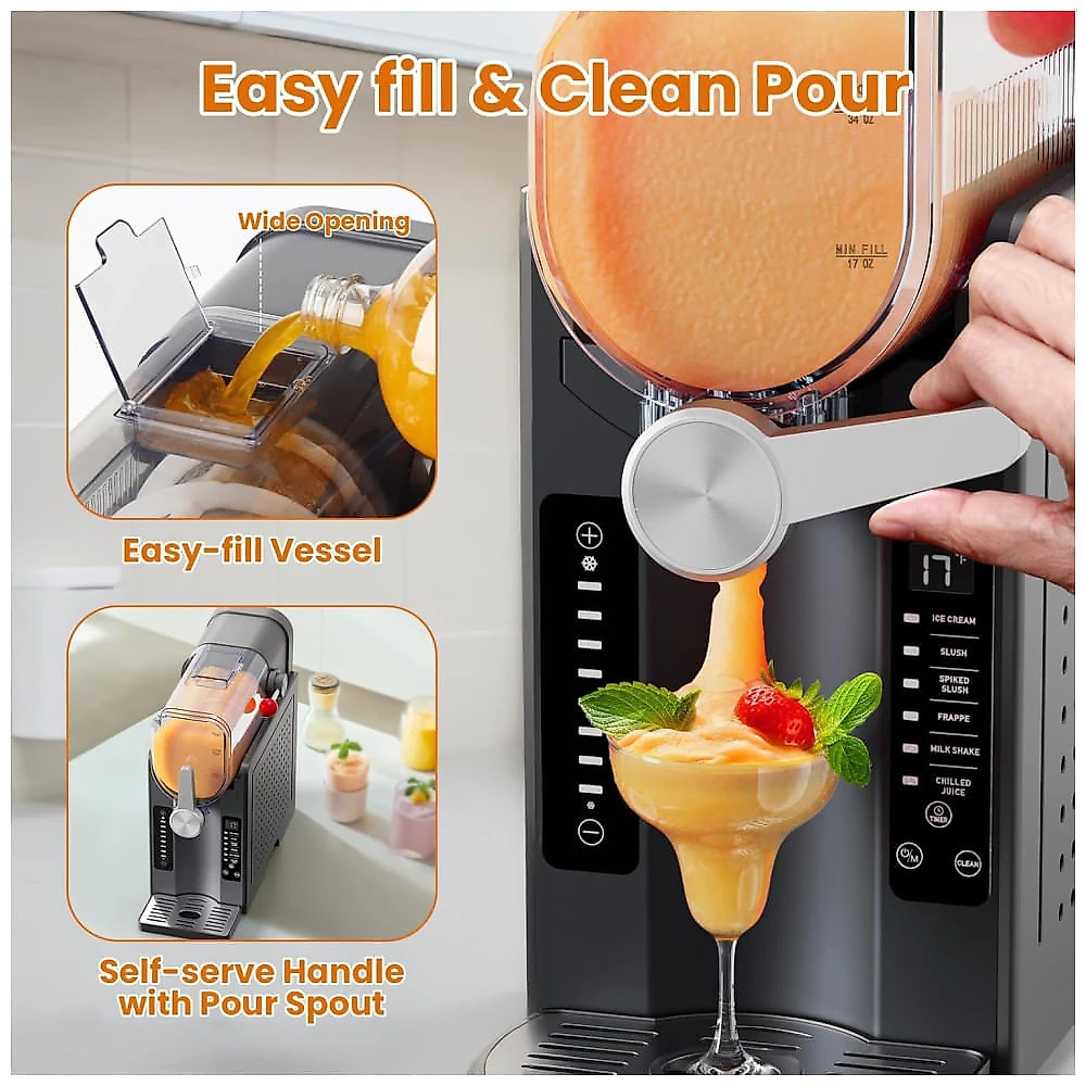 Máquina de Frozen Profissional BKPPM: Prepare Bebidas Geladas em Casa sem Necessidade de Gelo, com Display LED e 6 Programas para Margaritas, Frappés