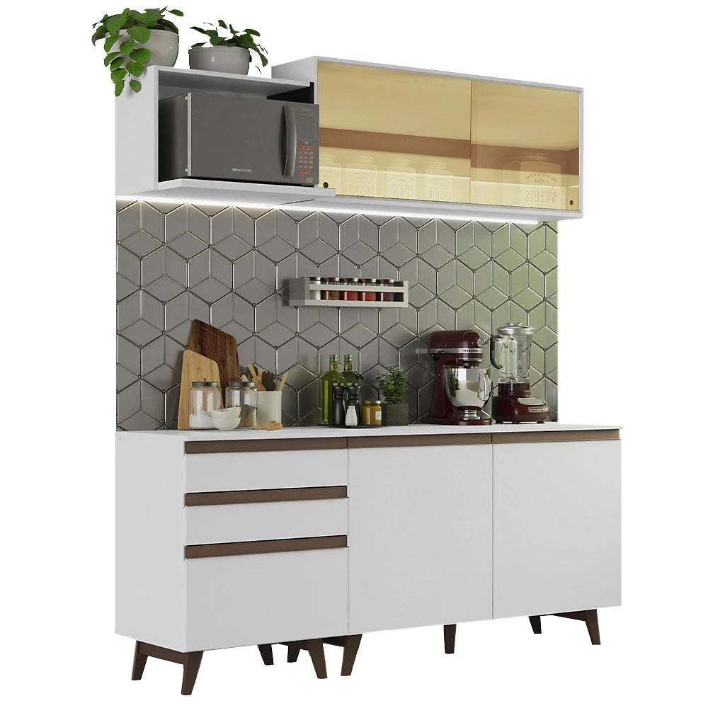 Cozinha compacta madesa reims 180001 com armário e balcão - branco