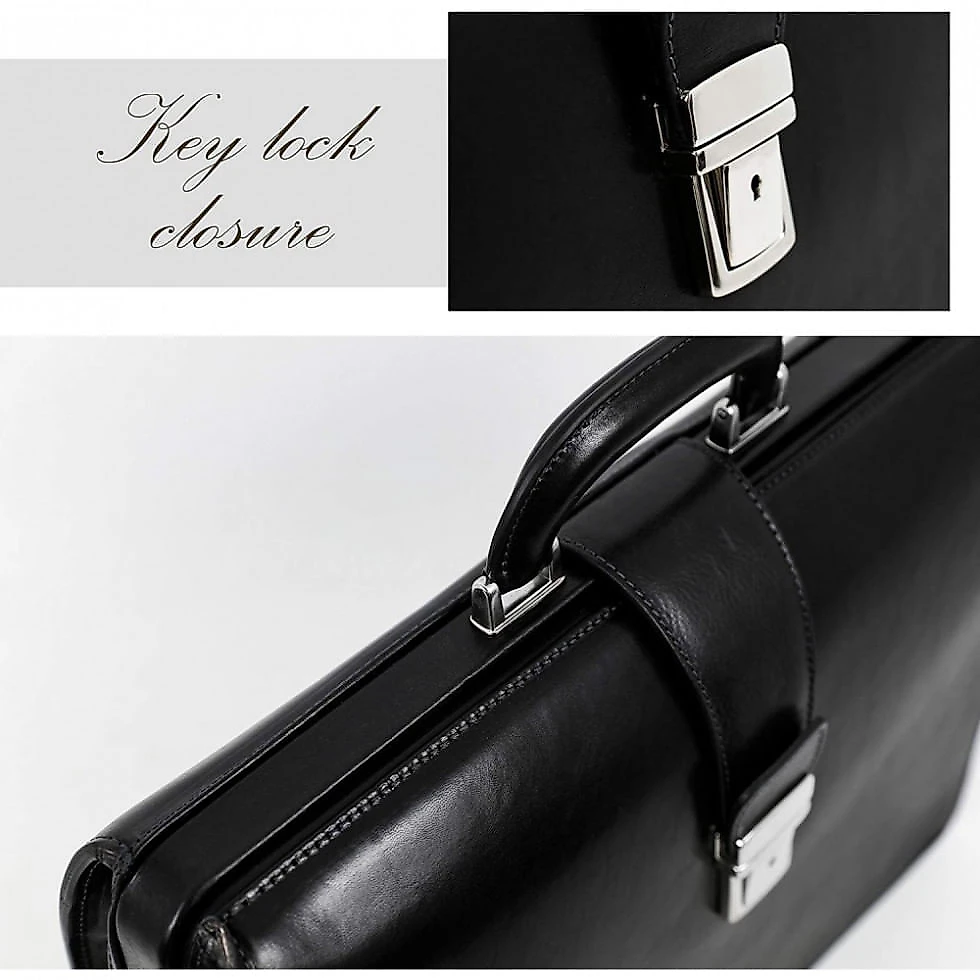 Bolsa Maleta Time Resistance de Couro Masculina para Laptop , Preta