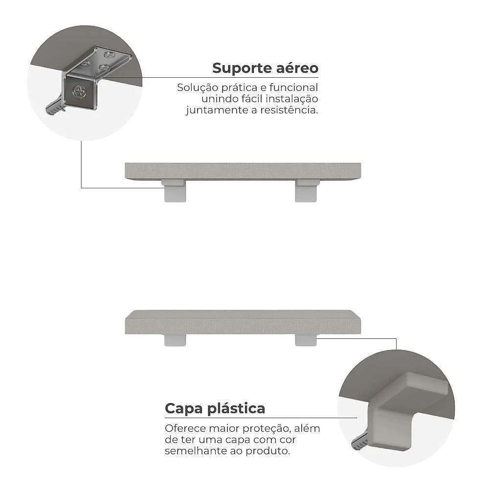 Kit de Prateleiras Elan 300x100x25 com Suporte Organização Decoração Gianduia