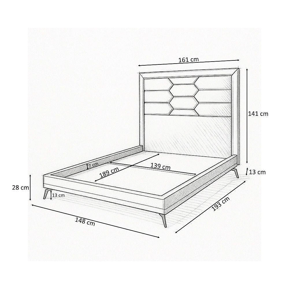 Cama Casal Pés Ferro Otto Com Cabeceira Roma Corano Caramelo Bouclé Off White - Nexta Casa