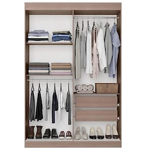 Miniatura Guarda-Roupa Casal Bartira Ville 4 Portas de Bater 2 Gavetas Internas MDP - 134cm de Largura Avelã/Capuccino