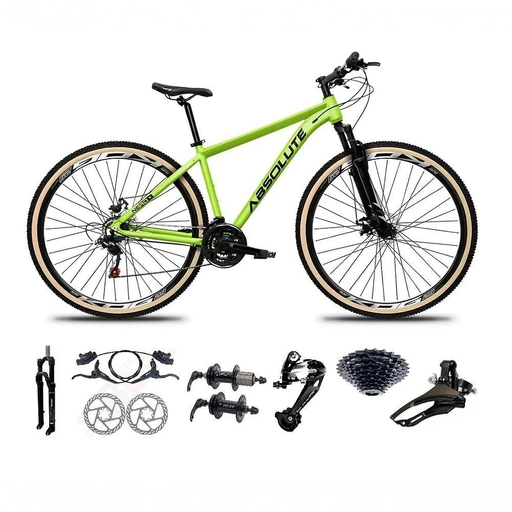 Bicicleta Aro 29 Absolute Nero 5 Alumínio 27v Freio Hidráulico K7 Garfo Com Trava Mtb Verde 17
