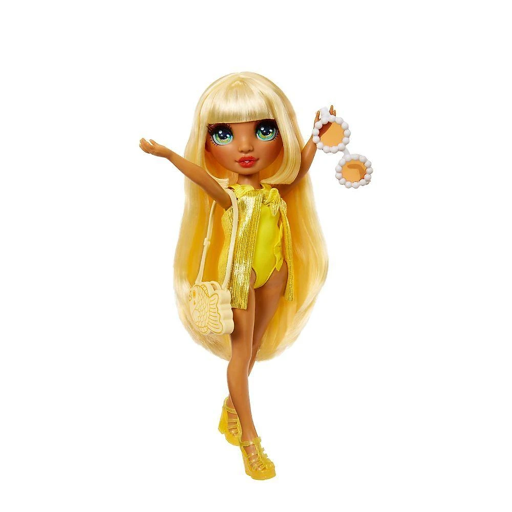 Boneca Rainbow Swim & Style Sunny 27cm com Wrap Personalizável Amarelo Rainbow