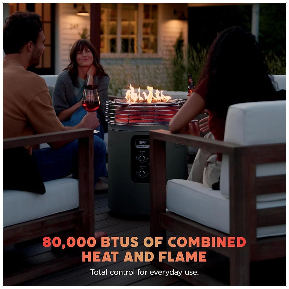 Ninja Fireside360 - Aquecedor Externo e Fogueira Portátil 3 Modos, Chama Sem Fumaça, Controle Fácil, 80.000 BTUs