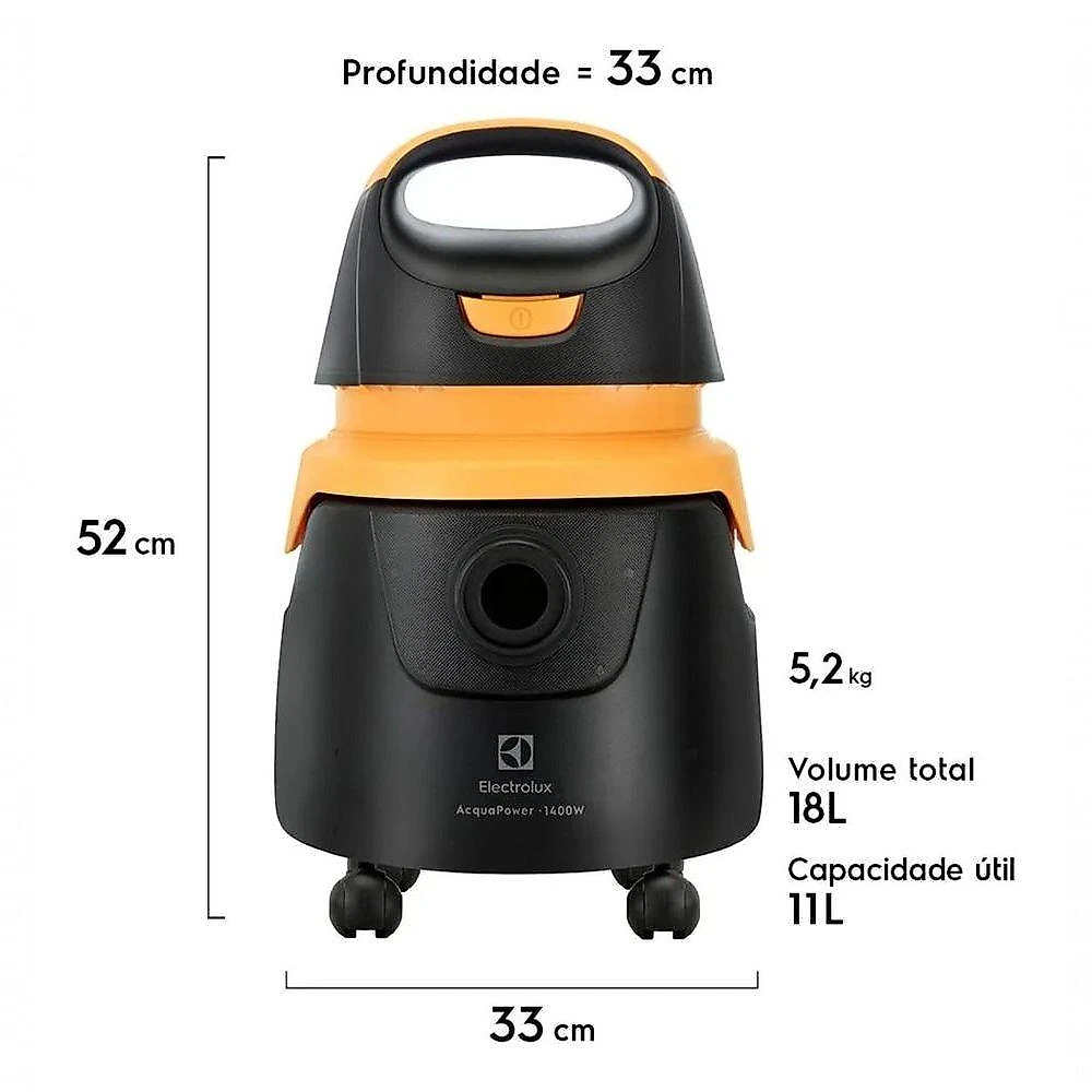Aspirador de Água e Pó Vertical Electrolux AQP20 1400W 11L Inox 110V