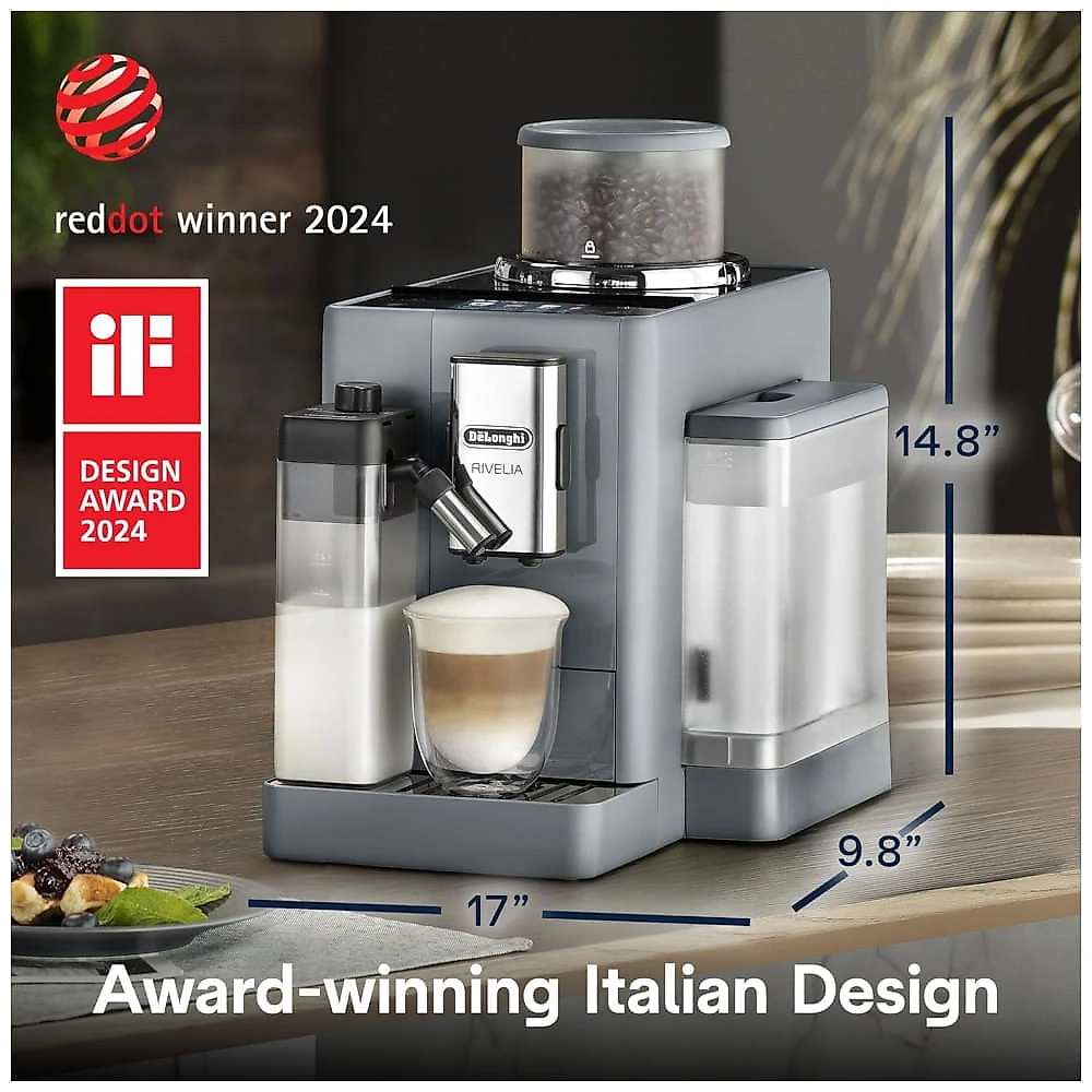 Máquina de Café Espresso Automática De'Longhi Rivelia Cinza Pebble Moedor Integrado Espumador 120V
