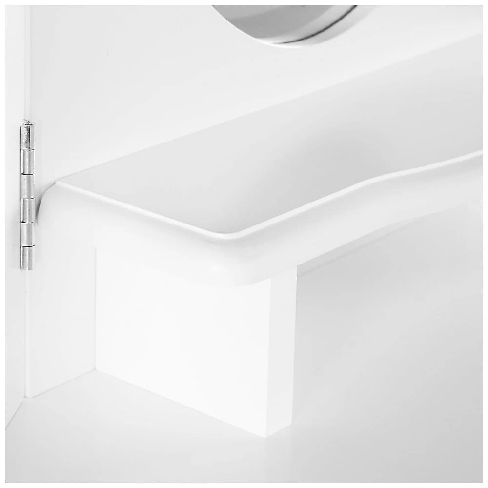 Penteadeira infantil Guidecraft Classic White Vanity branca com espelho triplo e banqueta em madeira