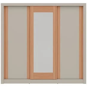Miniatura Guarda-Roupa Casal Bartira Village com 3 Portas, 4 Gavetas, Espelho e 243,1 cm de Largura Areia/Peroba