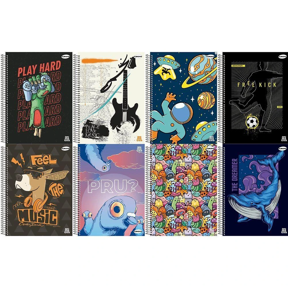 Caderno Espiral Capa Dura São Domingos Animativa 20 Matérias 400 Folhas Pautadas 200x275mm