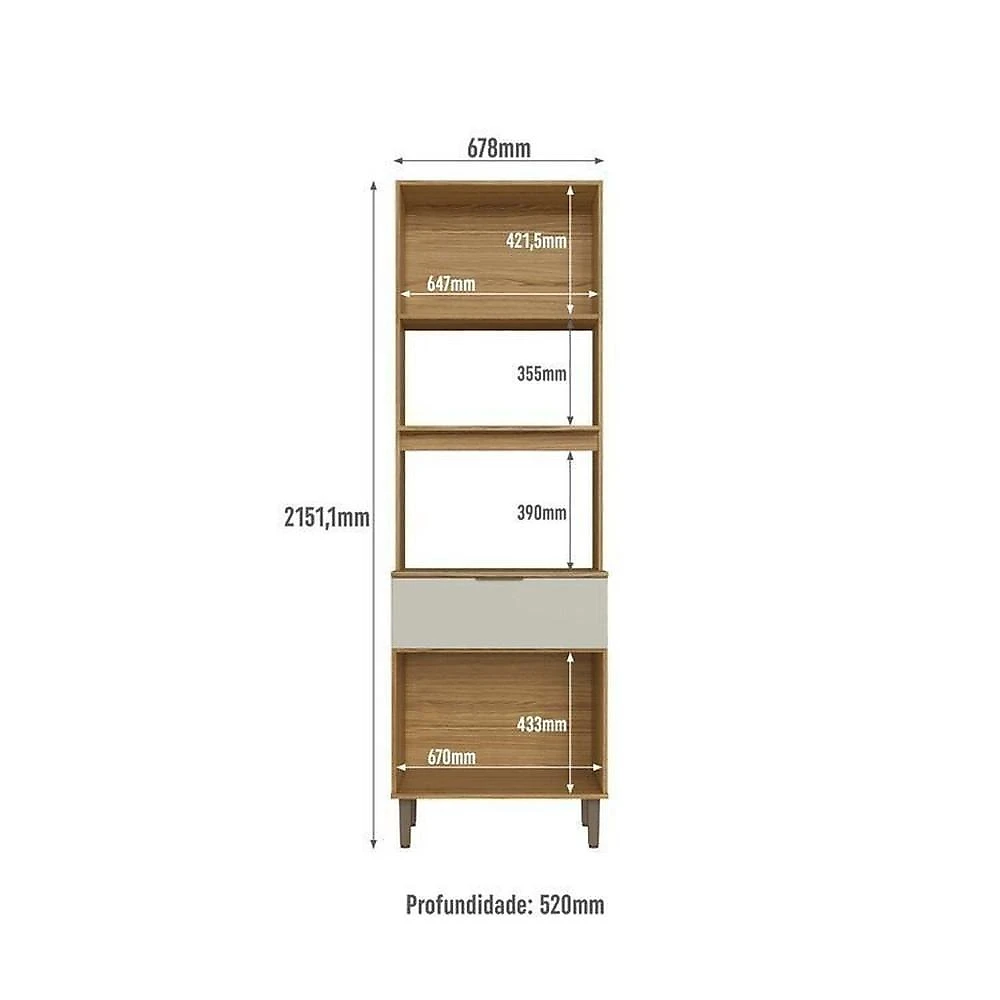 Cozinha Modulada 4 Peças com Paneleiro Florença Naturalle/Sabbia